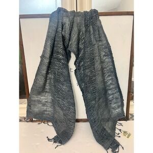 MARQUET Charcoal 100% Cotton Woven Scarf Fair Trade Hand Dyed Fringe Lagenlook